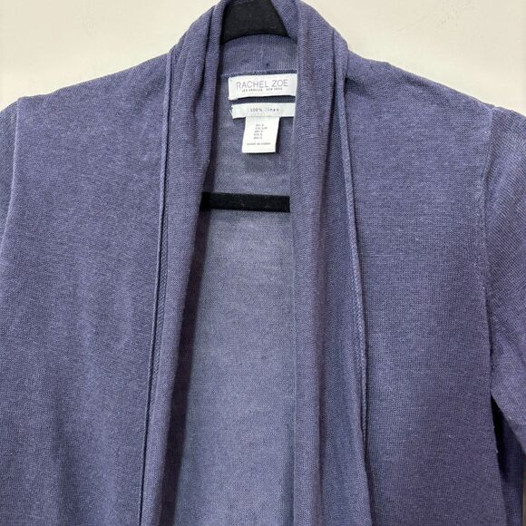 Rachel Zoe 100% Linen Open Front Cardigan Women S Blue Sweater CoastalCore Beach - Picture 2 of 7